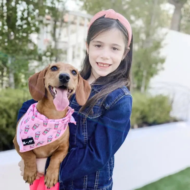 Pink Pupshake Cooling Tie On Dog Cat Bandana