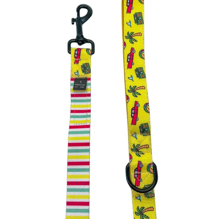 Beach Bum 5 Foot Comfort Dog Leash DOUBLE SIDED: TWO PRINTS